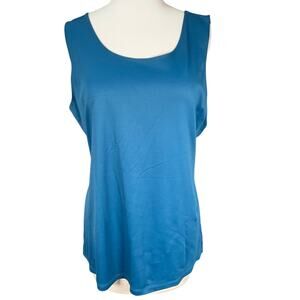 Christopher & Banks Blue Stretch Tank Top XL Nylon Spandex Layering Basic